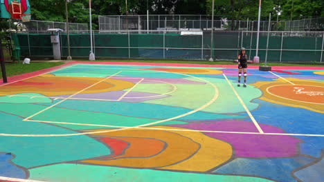tracking shot of a woman roller skating around harry strunz park in panama