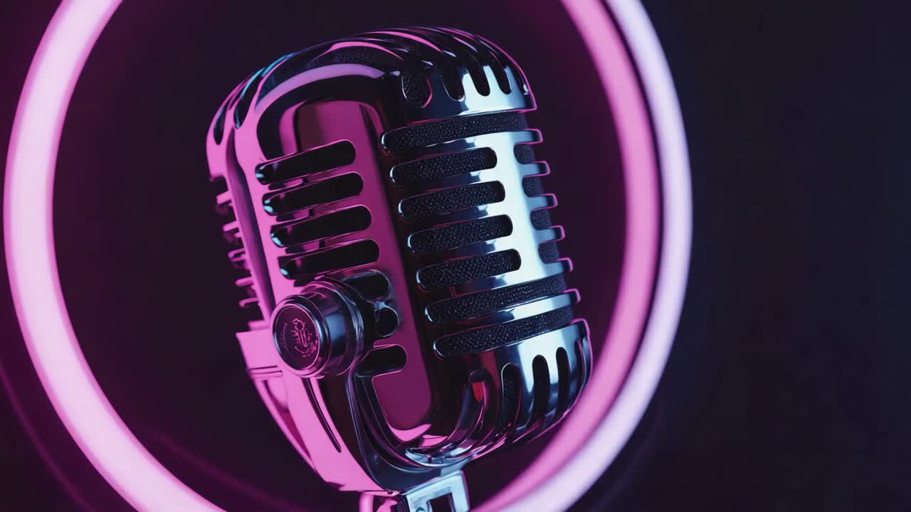 Retro Microphone with Neon Lighting