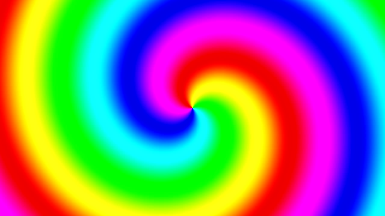 무지개 스트럼 회전은 시계 방향으로 빠르게 회전하며, 끊임없는 루프입니다.