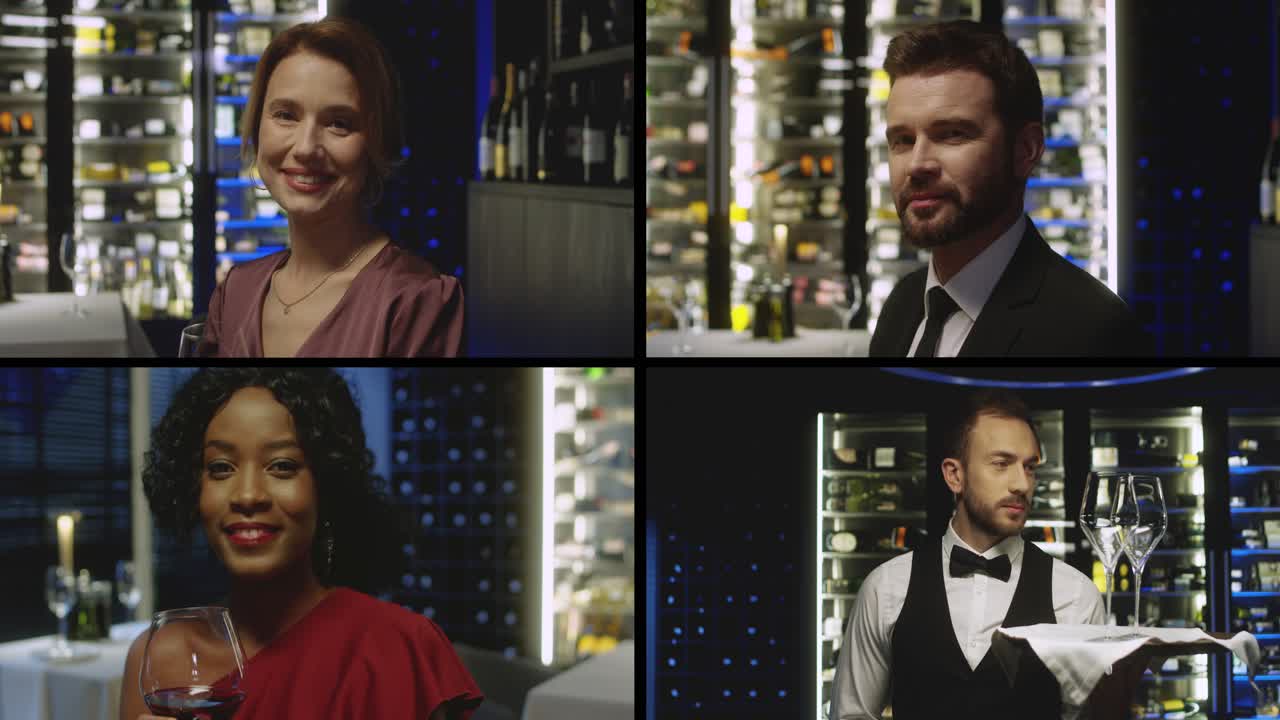 레스토랑에서 웃고 있는 4명