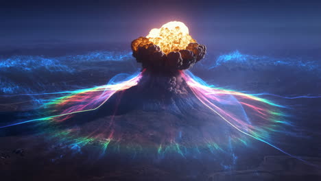 nuclear explosion with rainbow energy