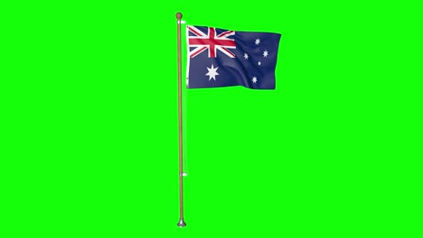 Bandera-De-Australia-De-Pantalla-Verde-Con-Asta-De-Bandera