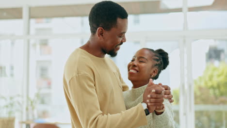 Dance,-happy-and-an-African-couple-with-romance