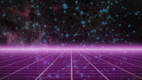 animation of lines over network of connections on black background