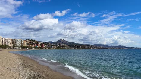 Malaga-Spain-Costa-del-Sol-Malagueta-Beach-calm-mediterranean-sea-waves