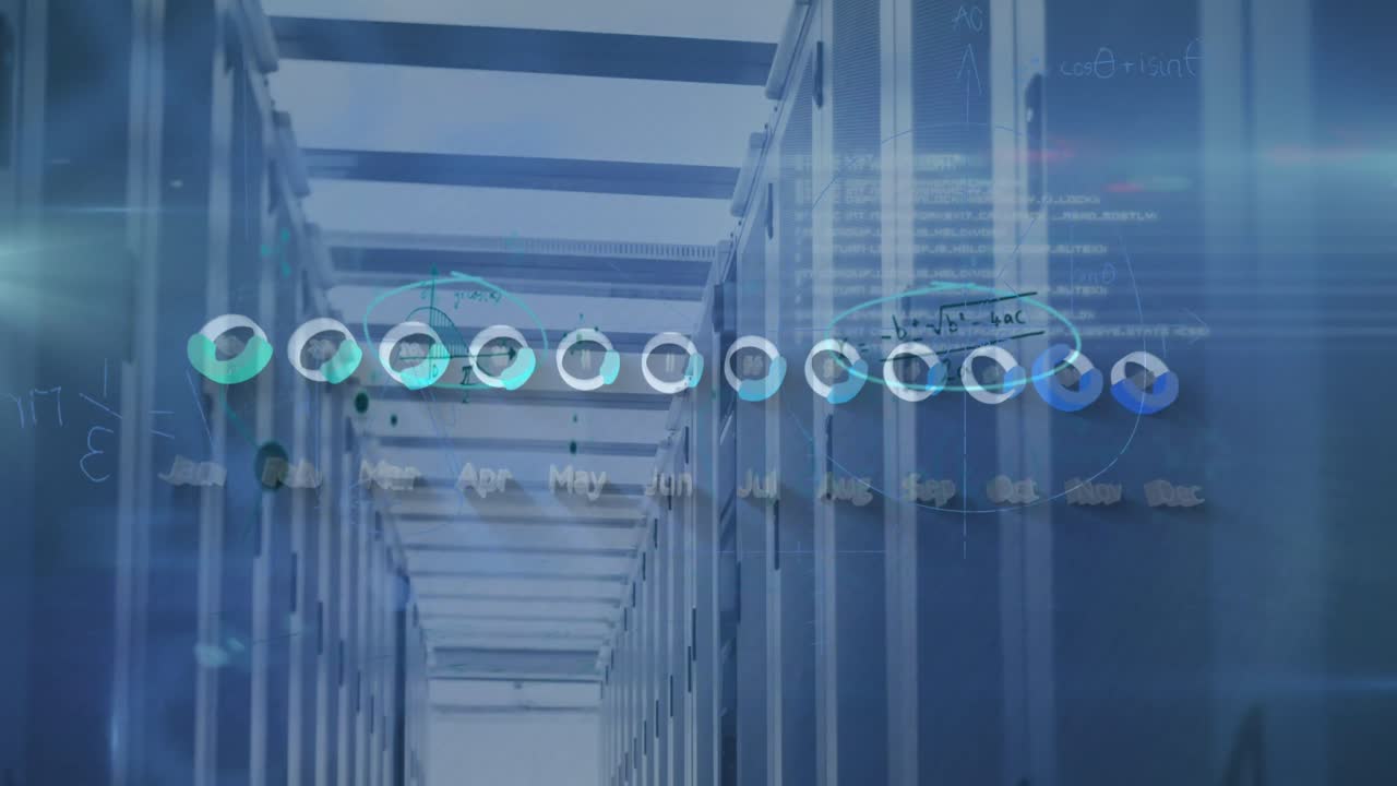 컴퓨터 서버를 통해 금융 데이터 처리의 애니메이션