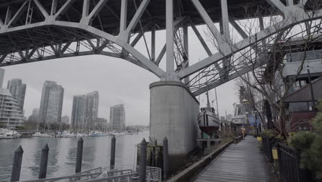 granville island bridge and yaletown on cloudy day