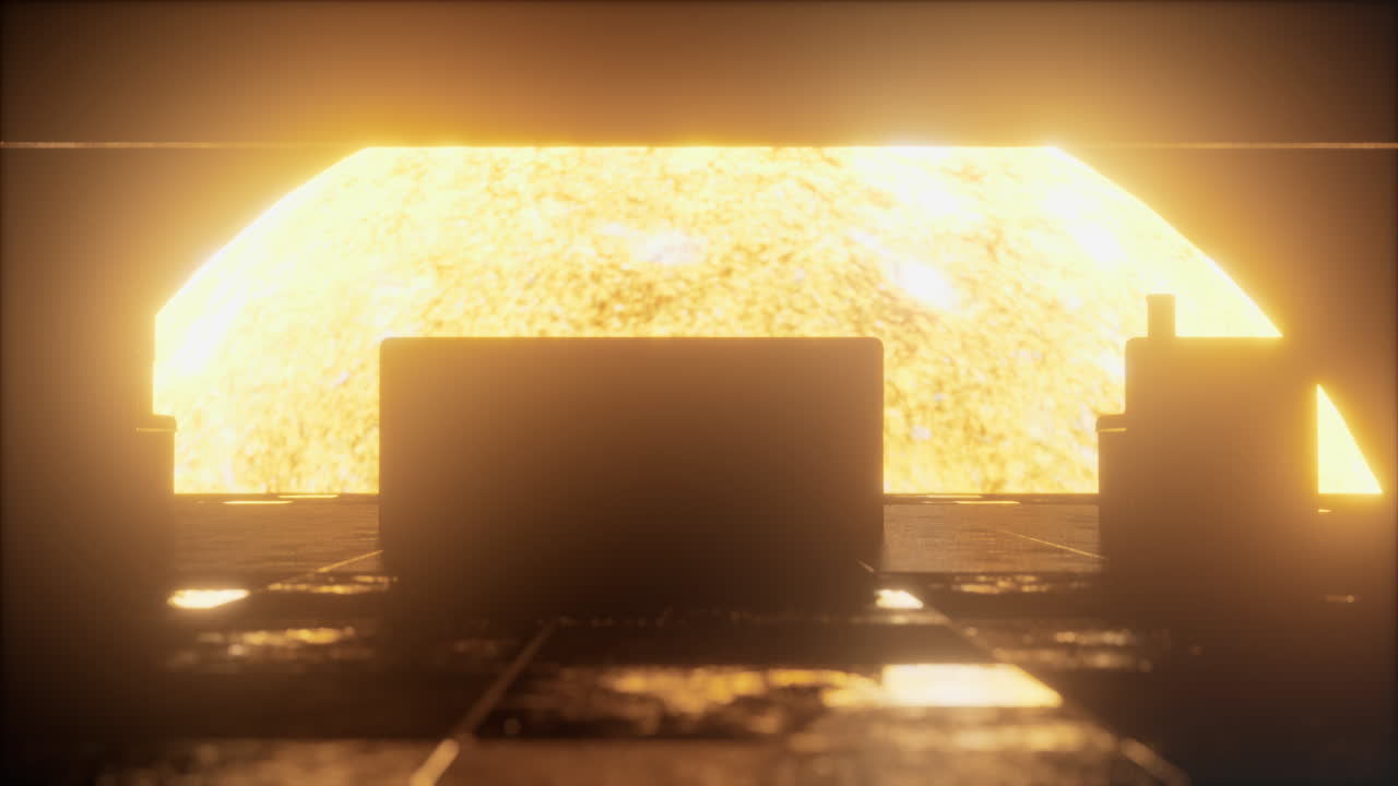 큰 태양 별 근처의 우주선의 내부