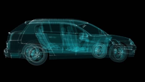holograma 3d de un coche inteligente de partículas