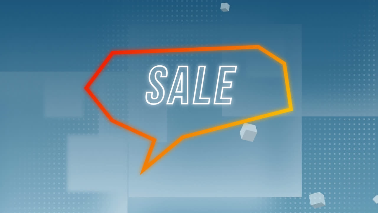 레트로 스피치 버블에서 판매 텍스트의 애니메이션