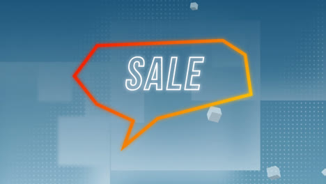 animación del texto de venta en la burbuja de habla retro
