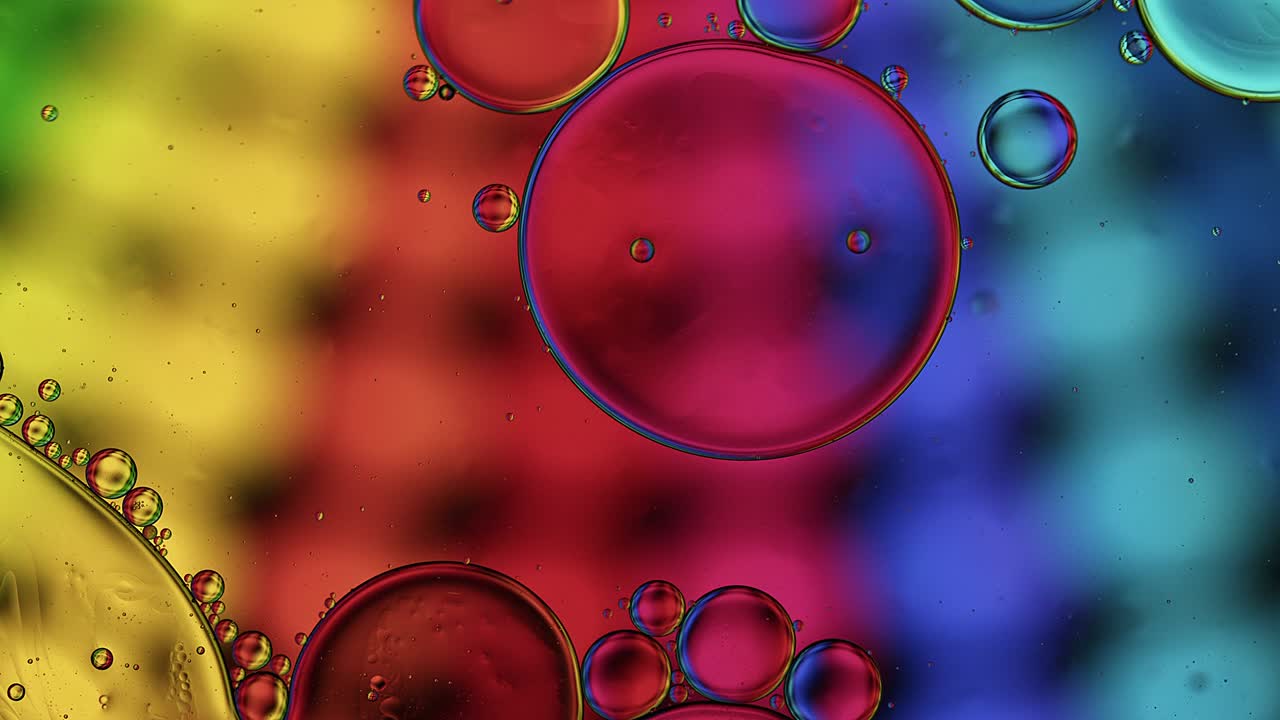 abstract colorido alimentos gotas de aceite burbujas y esferas que fluyen