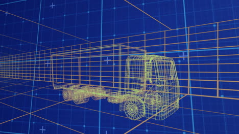 animación de dibujo de coche 3d conduciendo sobre la cuadrícula