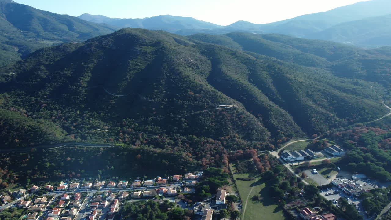 Aerial View of a French Mountain Town