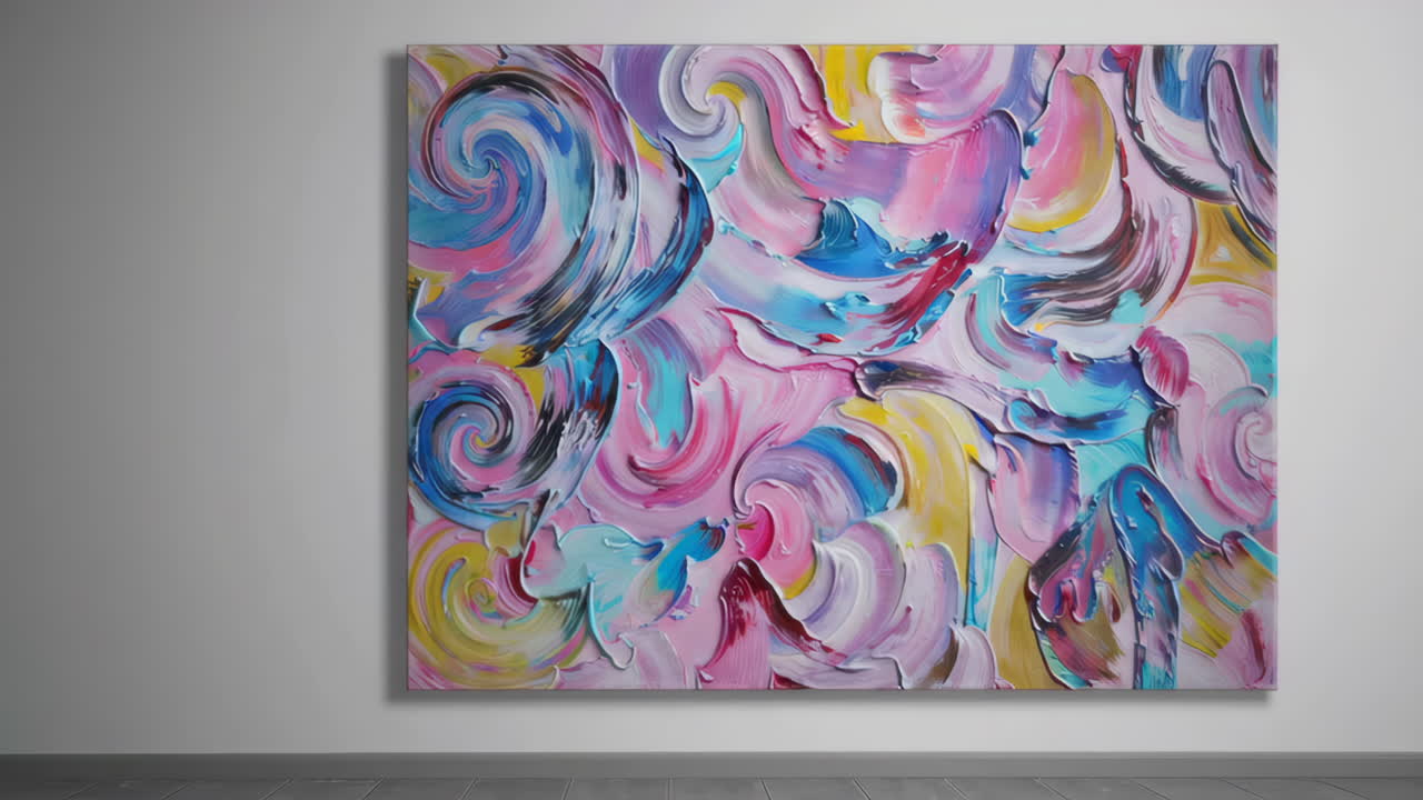 Vibrant Abstract Swirl Painting on Wall