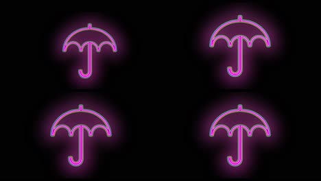 Umbrella-icons-pattern-with-neon-led-light-on-black-gradient