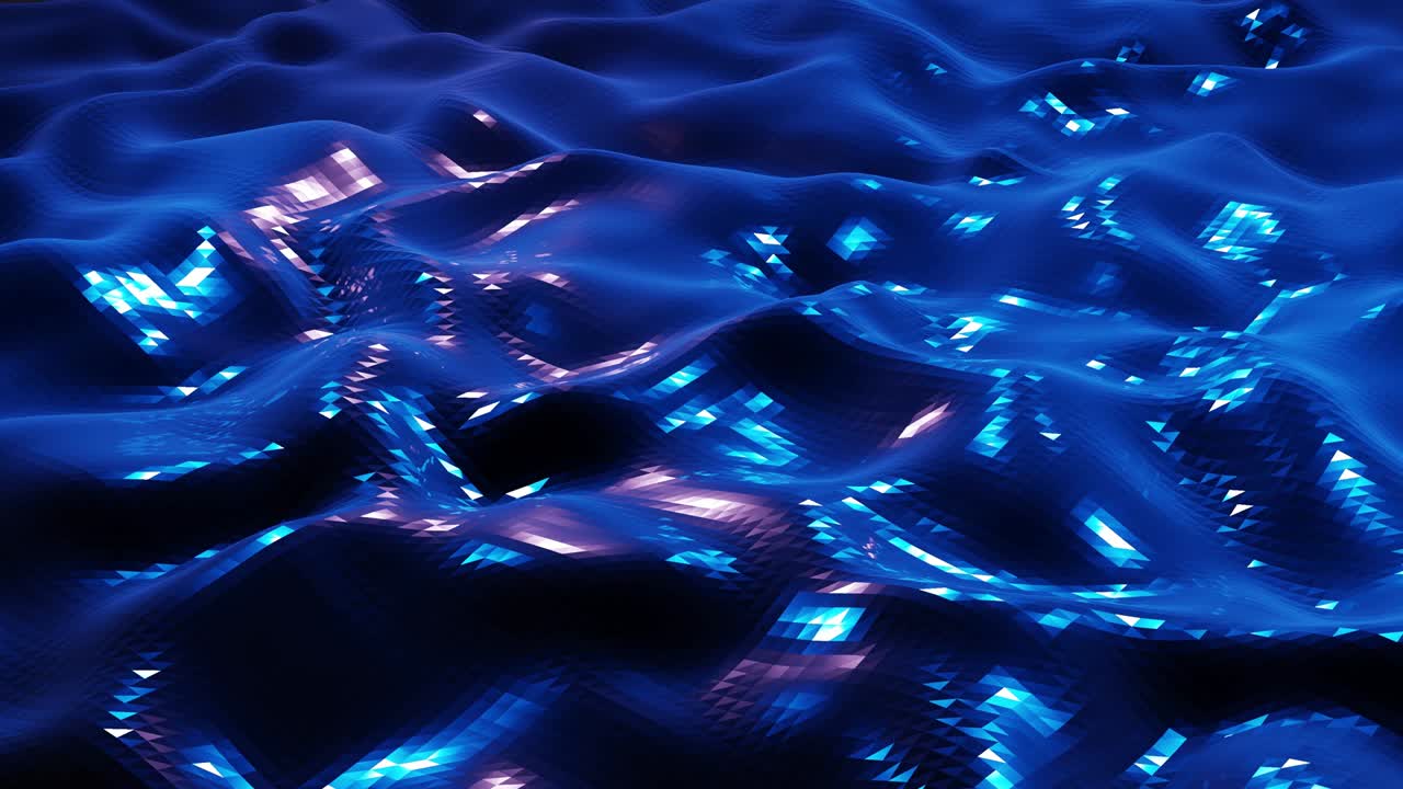 estilo oscuro abstracto bajo fondo poli en 4k. ondas abstractas se mueven en superficie metálica brillante en bucle. animación suave y sin costuras. simple geometría minimalista bg. color azul
