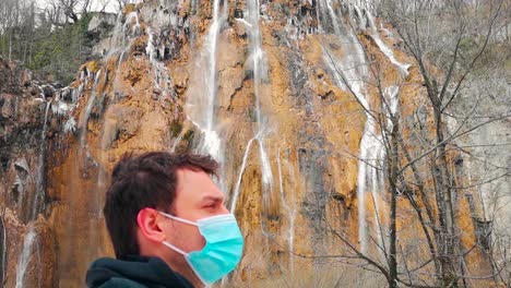 corona - man with op mask in national park, croatia