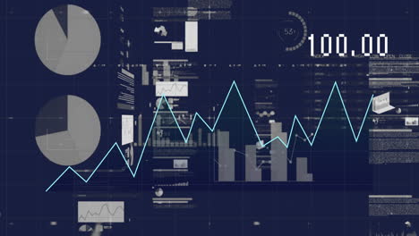 Financial-data-charts-and-graphs-animation-over-digital-interface-background