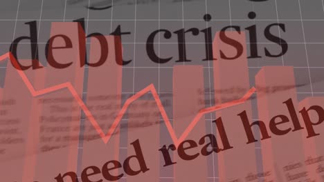 statistical data processing against debt crisis text on newspaper