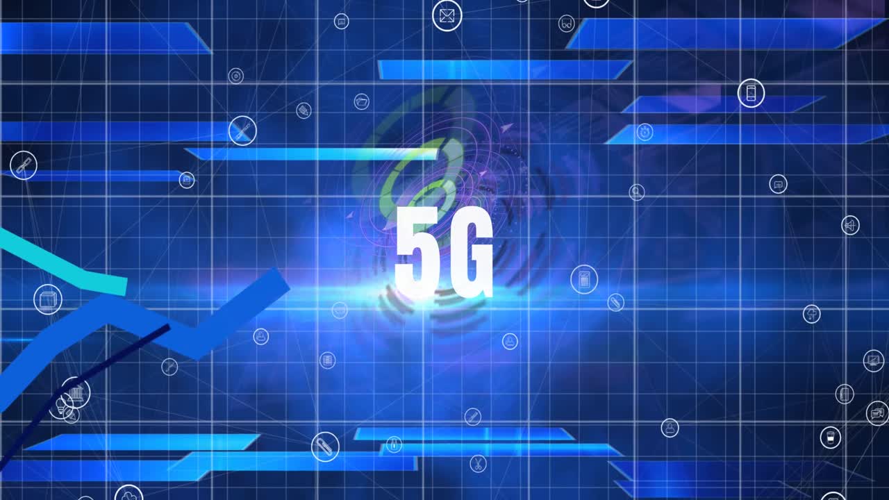 animazione di testo 5g su elaborazione dei dati