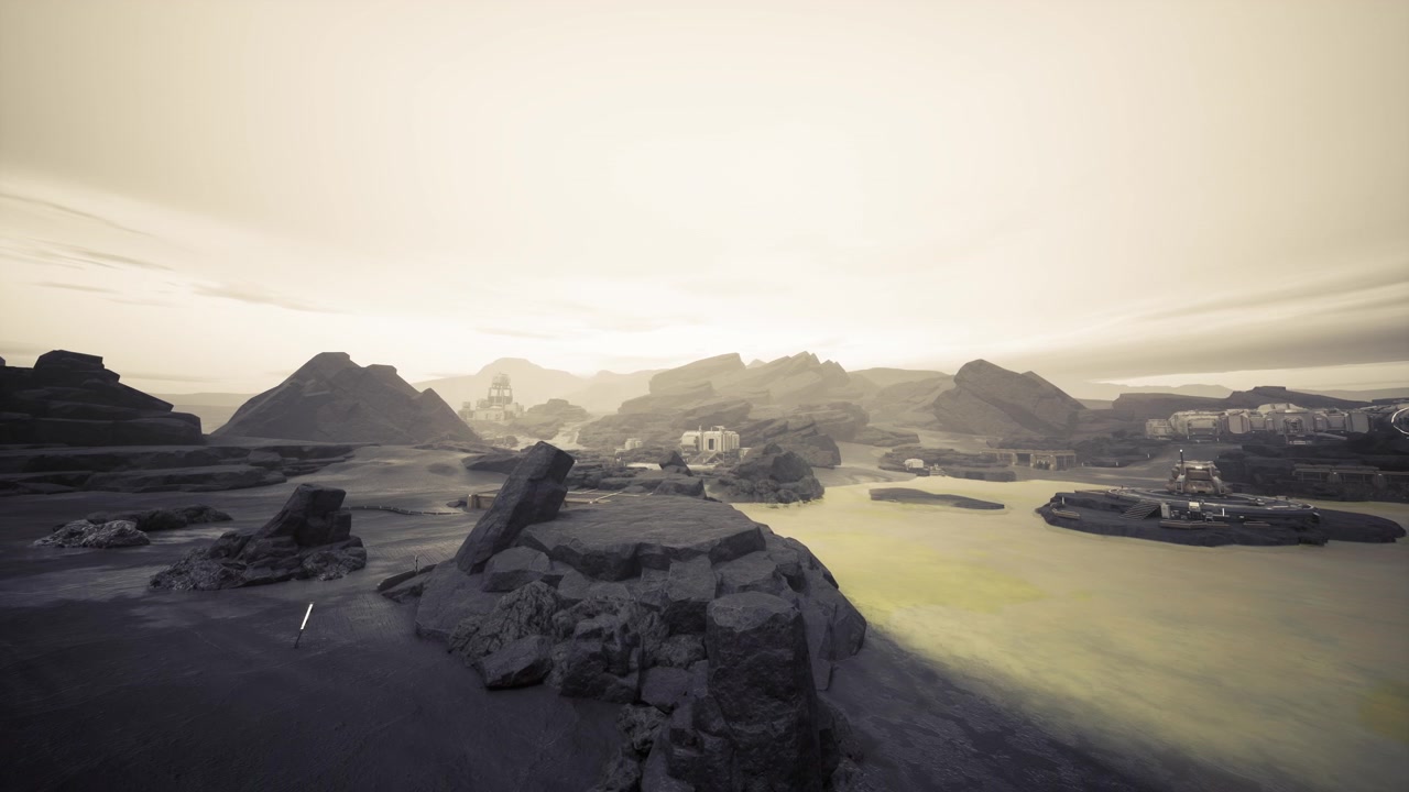Aerial view capturing tranquil mountains with shimmering water and islands