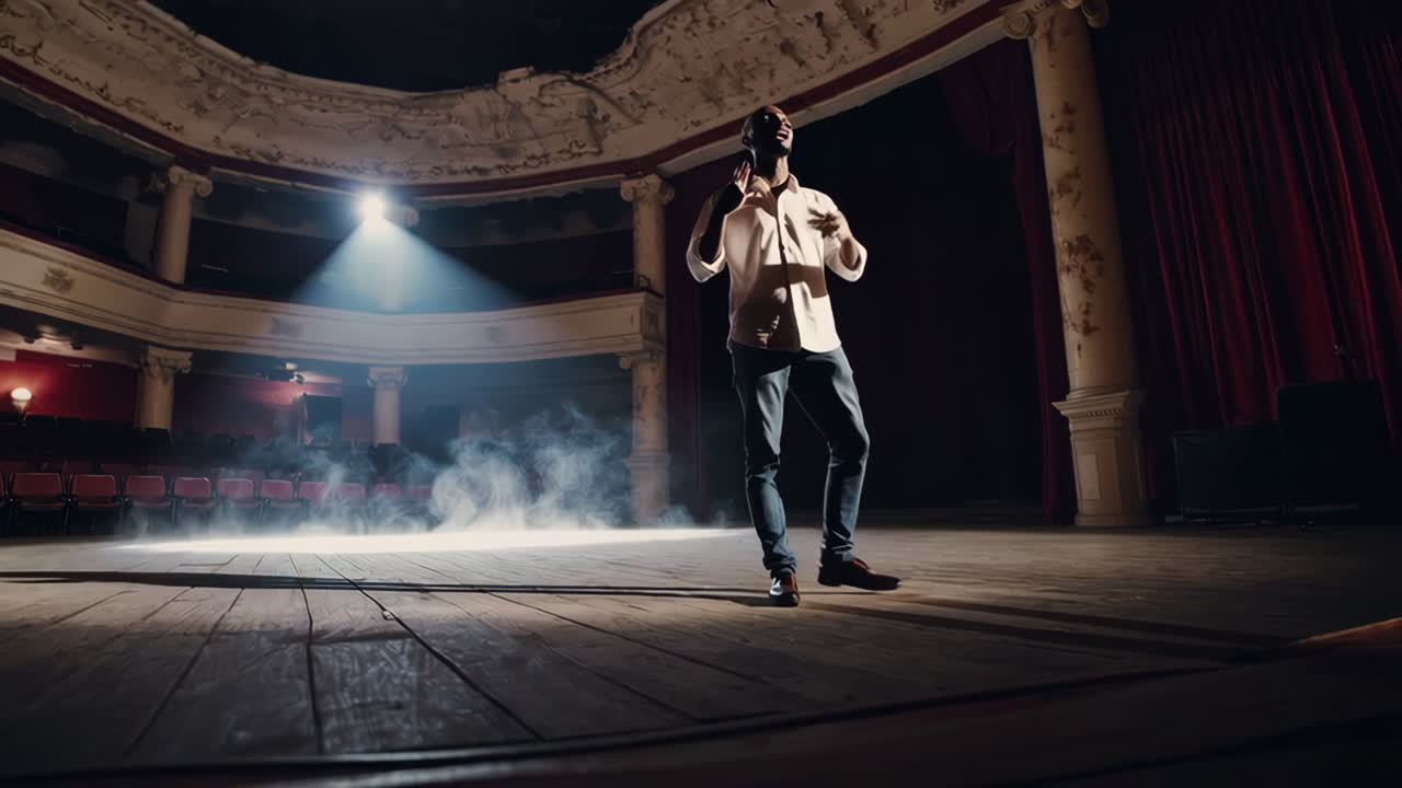 무대에서 공연하는 남자