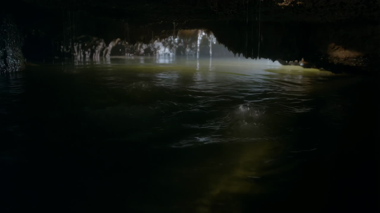 Mysterious Underground Cave with Dripping Water
