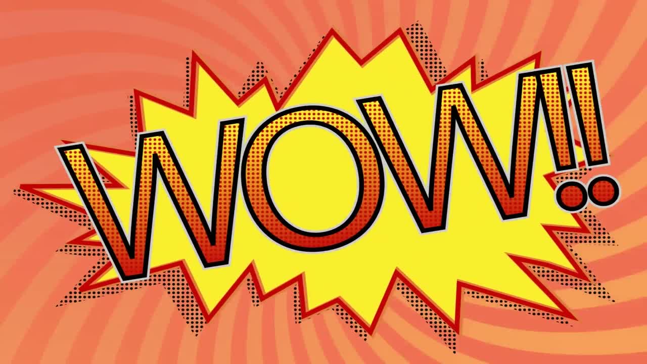 animación de cómic 5 opciones de texto sobre múltiples burbujas de habla cómica con efectos de sonido cómic textos