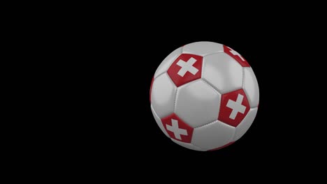 switzerland flag on flying soccer ball on transparent background, alpha channel