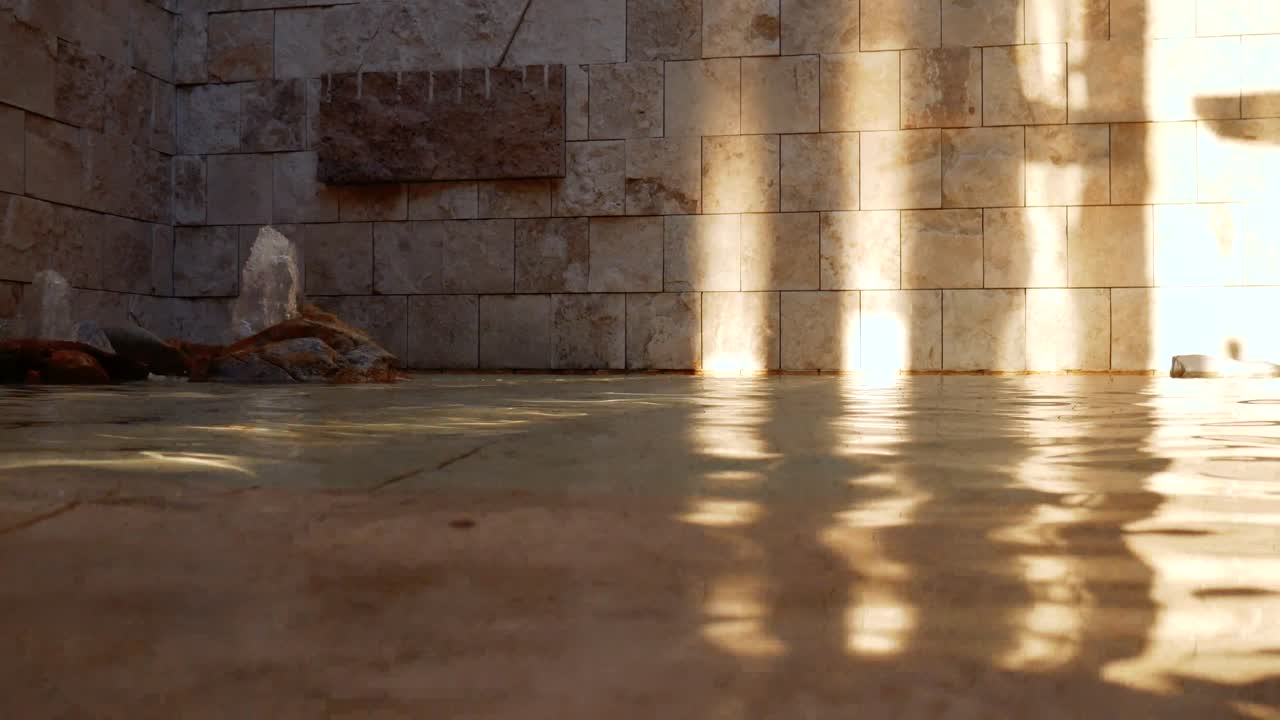 Tranquil Water Feature with Sunlight Reflections