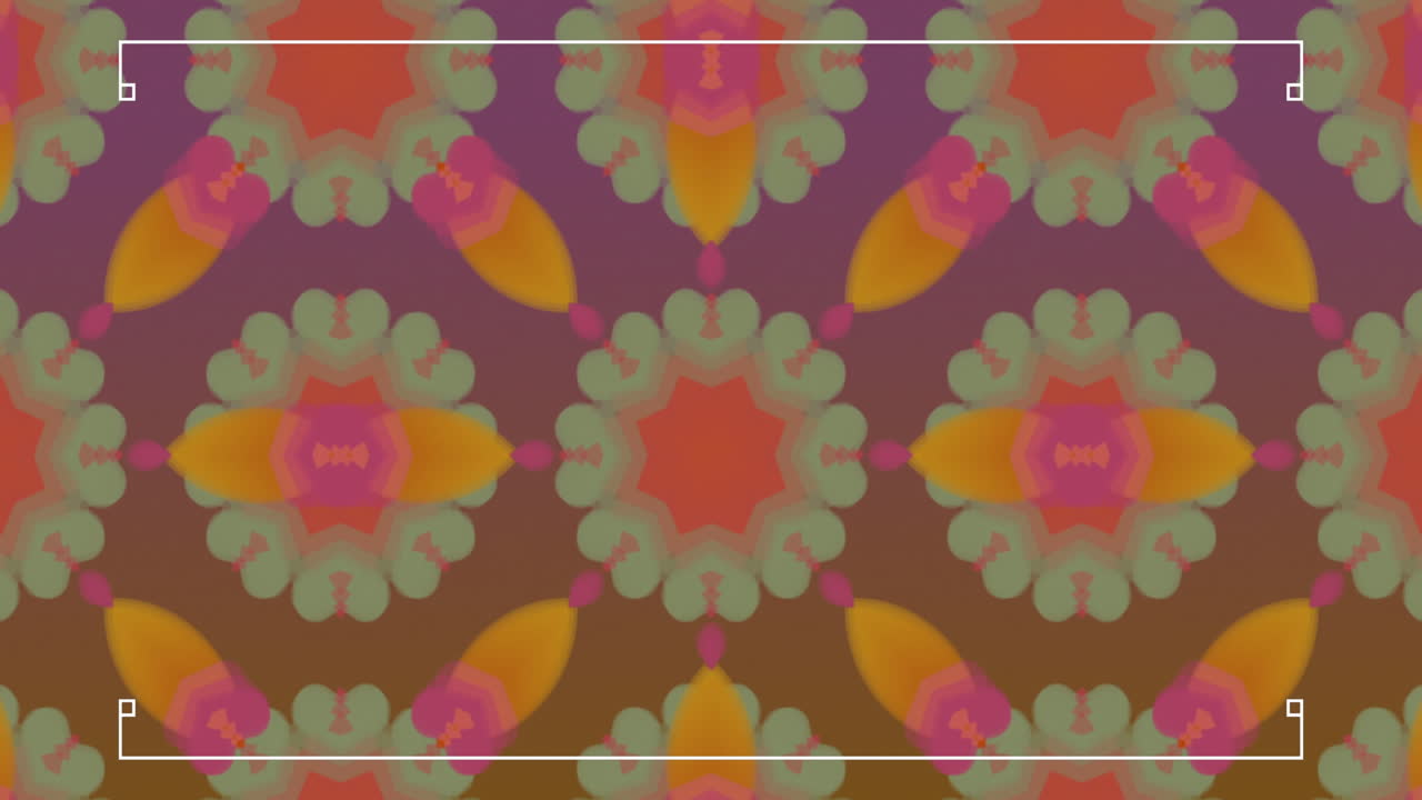 분홍색 배경에 원활한 루프로 움직이는 칼레도스코프 패턴의 애니메이션