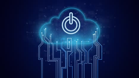 power icon on circuit and cloud composition.