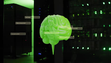 Animation of human brain and data processing over circuit board