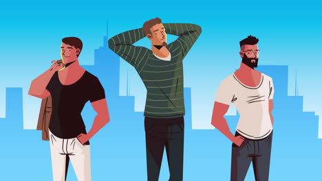 male models on the city animation