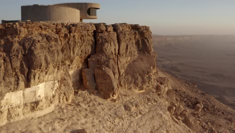 desert cliff road with hotel