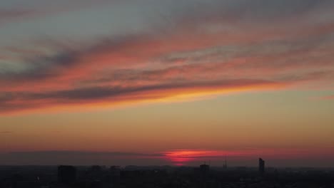 beautiful sunset shot from above in the city