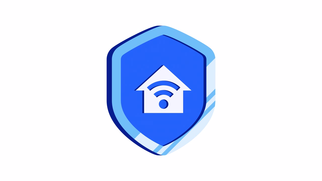 3D Animated Shield Icon with Smart Home Wi-Fi Symbol