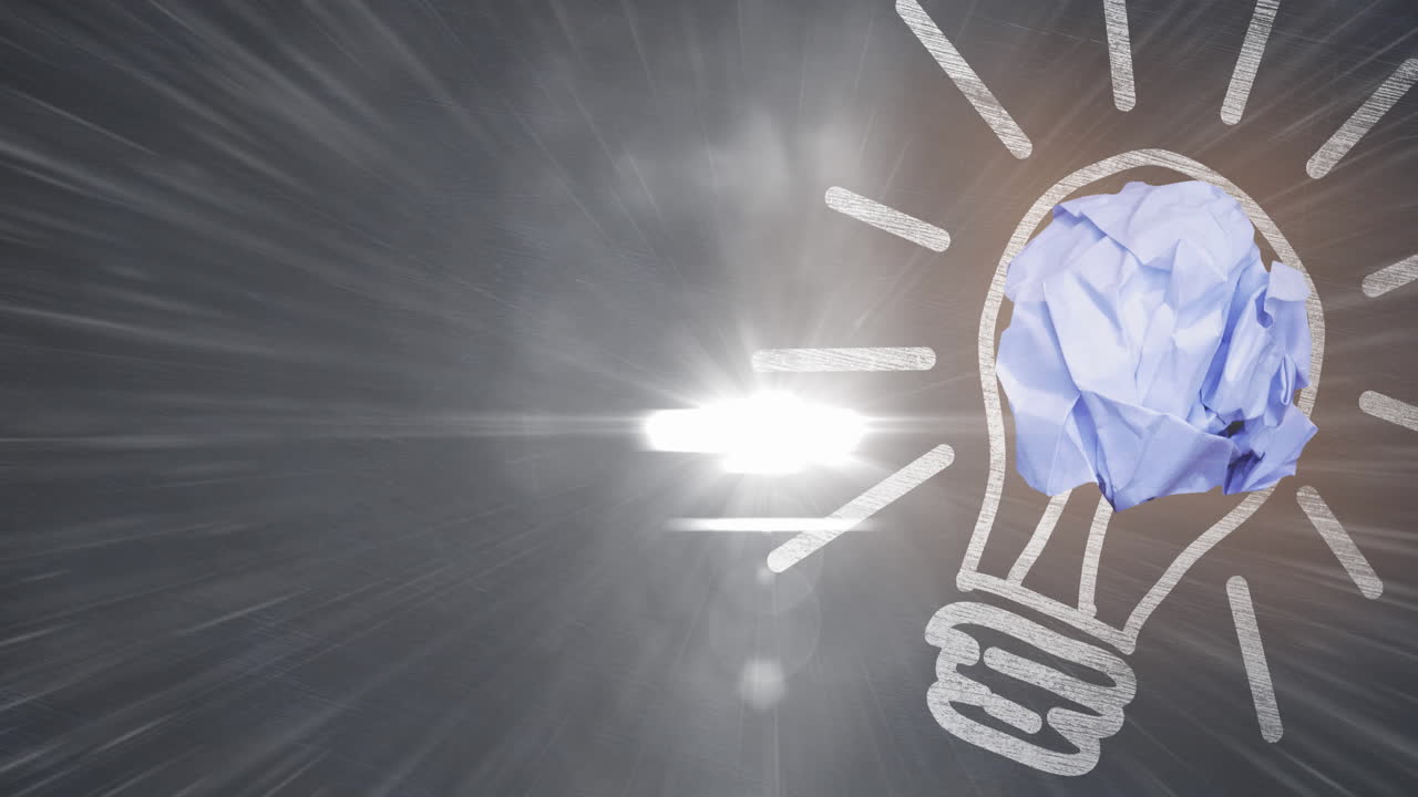 icono de la bombilla sobre un punto brillante de luz contra un punto brillante de luz sobre fondo negro