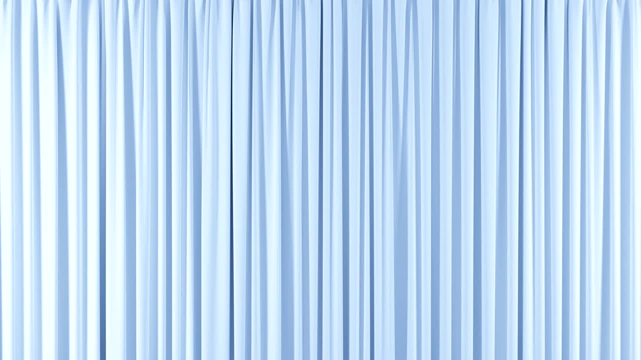 무결한 단일 파란 커튼 열기 및 닫기 아름다운 루프 3d 애니메이션 추상적인 현실적인 커튼을 드러내는 배경 녹색 화면 전환 알파 마스크에 유용합니다.