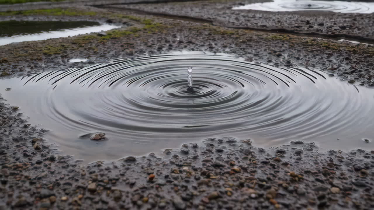 Water Drop Ripple in a Puddle