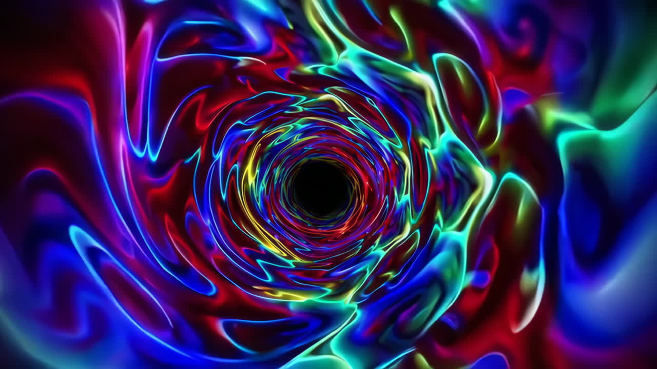 Abstract Psychedelic Neon Light Tunnel Vortex