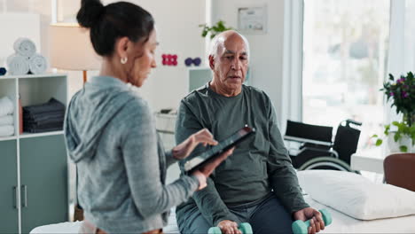 senior man doing physical therapy with a therapist