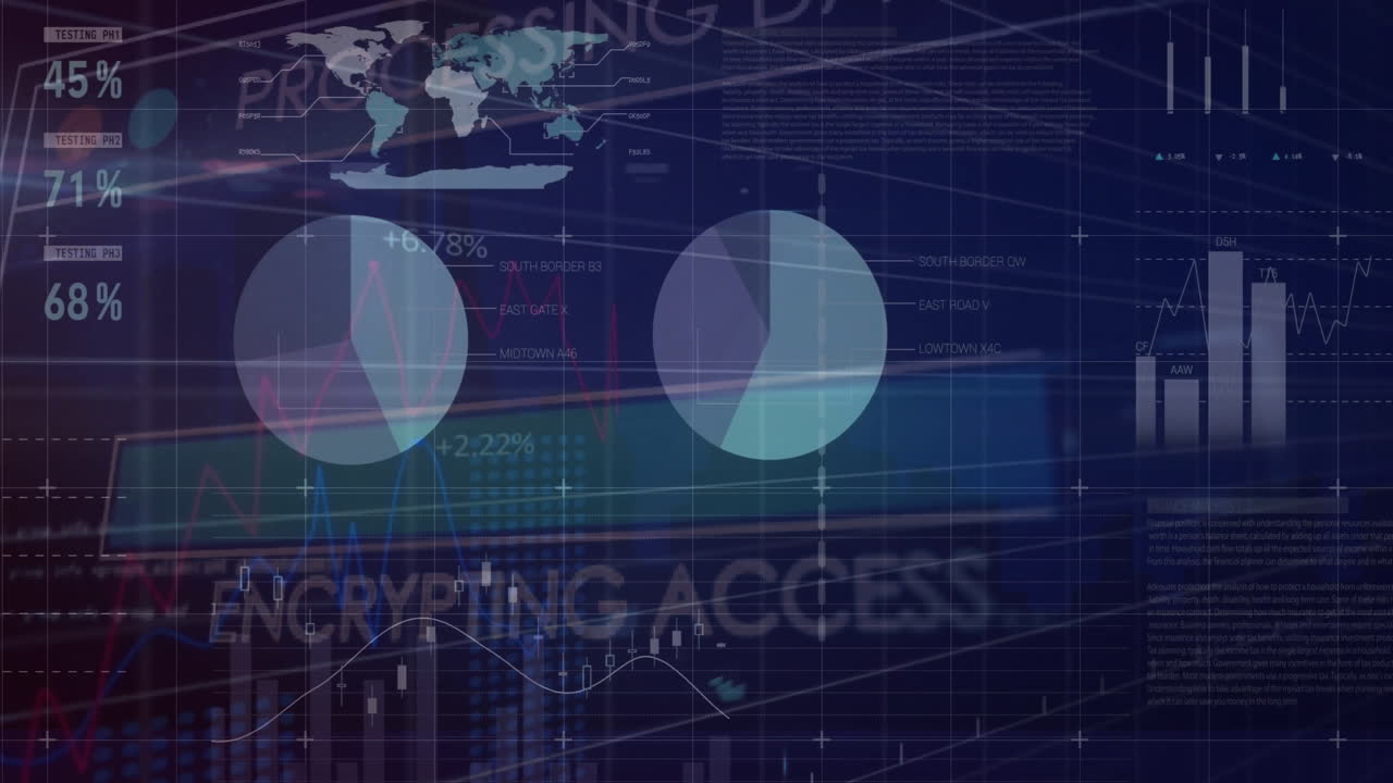 검은 바탕 위의 금융 데이터 처리의 애니메이션