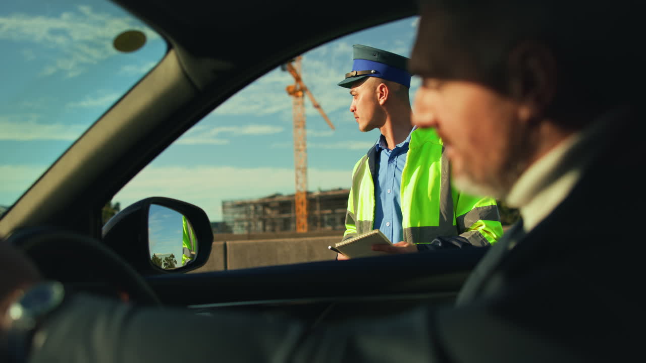 Traffic Warden Interacts with Driver
