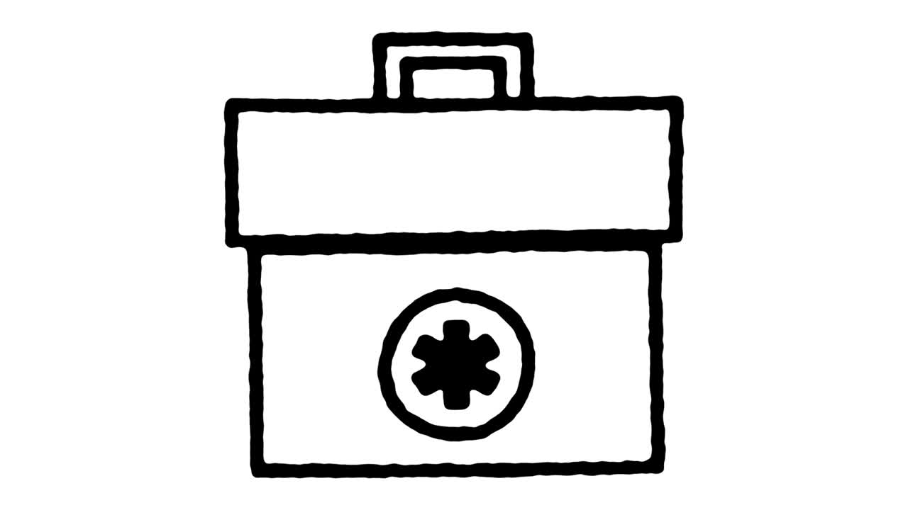 First Aid Kit Sketch Line Icon Animation