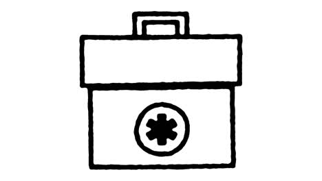kit de primeros auxilios dibujo de línea de icono de animación