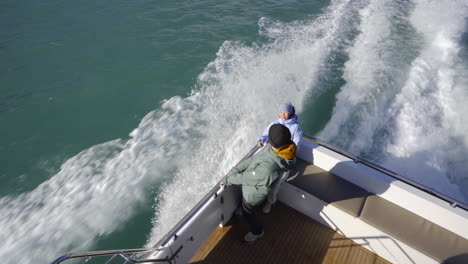 turistas durante el lujoso crucero natural para ver delfines alrededor del puerto de akaroa en nueva zelanda