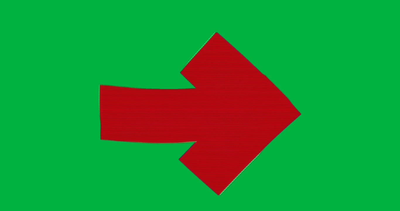Grafica di una spessa freccia rossa che punta a destra su sfondo trasparente, che mostra un tema tecnologico retrò a scanline.