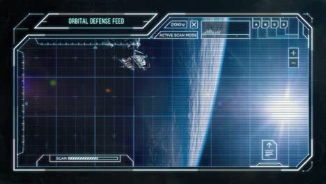 large spaceship approaching earth - futuristic computer hud